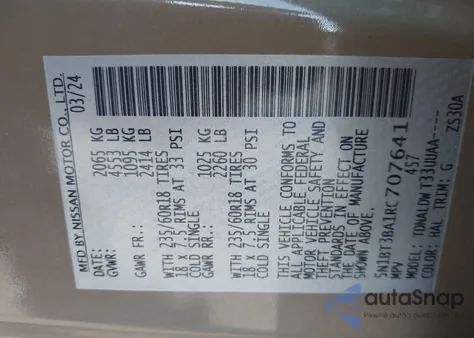 2024 Nissan Rogue Sv from USA, damaged, VIN 5N1BT3BA1RC707641